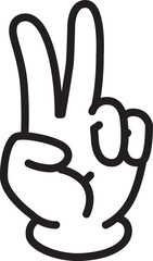 数字を示すハンドサイン2（チョキ）のイラスト