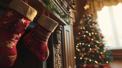 Christmas stockings fireplace