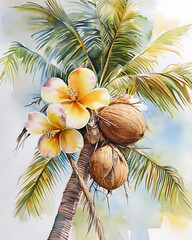 Obraz premium Fresh Coconut in Tropical Paradise: Natural, Refreshing, and Healthy Vibes