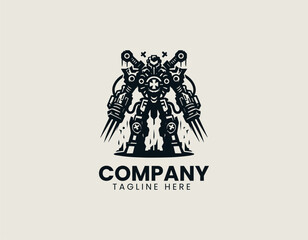 Destructive Robot Powerful Machine Apocalyptic Cybernetic Force Vector Logo Design