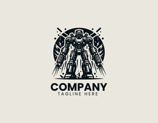 Destructive Robot Powerful Machine Apocalyptic Cybernetic Force Vector Logo Design