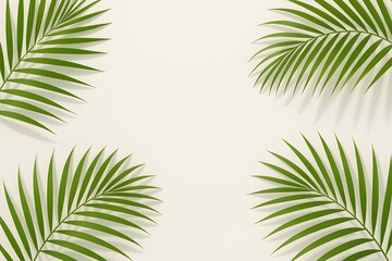 Naklejka premium Minimalist Tropical Palm Leaf Background Beige Cream
