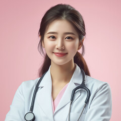 A portrait of a smiling medical professional against a pastel background, reflecting empathy and dedication.