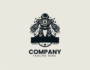 Destructive Robot Powerful Machine Apocalyptic Cybernetic Force Vector Logo Design