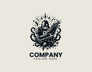 Destructive Robot Powerful Machine Apocalyptic Cybernetic Force Vector Logo Design