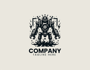 Destructive Robot Powerful Machine Apocalyptic Cybernetic Force Vector Logo Design
