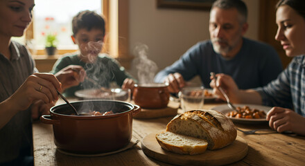 Family enjoying a meal together