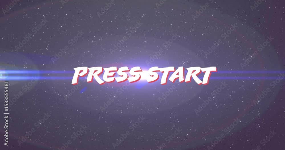 Poster opening star field starting press start fading lens flare sweeping pulsating for call-to-action