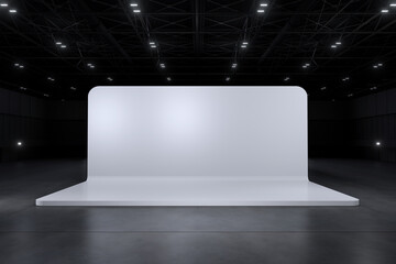 Exhibition stand for mockup and Corporate identity,Display design.Empty booth Design.Retail booth elements in Exhibition hall.booth Design trade show.Blank Booth system of Graphic Resources.3d render.
