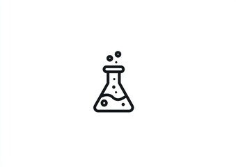 Simple line art of an Erlenmeyer flask with bubbling liquid, suggesting experimentation or scientific process