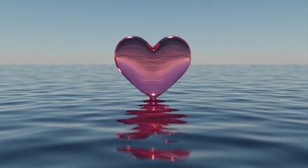 Fototapeta premium Transparent heart floating on the sea