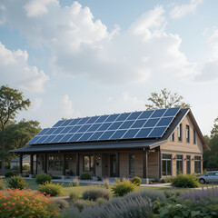 Fototapeta premium Net zero solar panel system, Solar panels are arguably the most reliable renewable energy technology for many businesses.