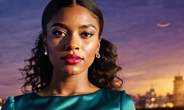 Captivating beauty: one dark-haired woman, a model, with elegant makeup and long, glamorous hair, her eyes and lips perfectly highlighted in a studio setting 4k video