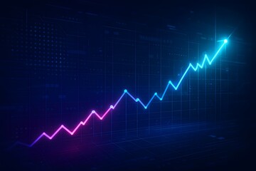Fototapeta premium Neon Pink Blue Financial Growth Graph Upward Trend Data Visualization
