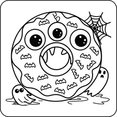 Monster Donut Halloween Coloring Page