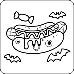 Halloween Hotdog Coloring Page