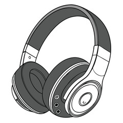 Gray and white wireless headphones with round earcups and a padded headband, floating in a white background