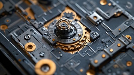 Fototapeta premium Close-up intricate clockwork mechanism