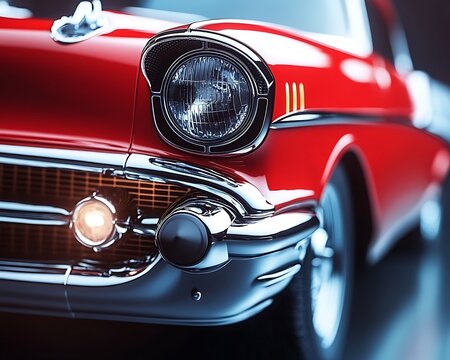 Fototapeta Classic red car, close-up