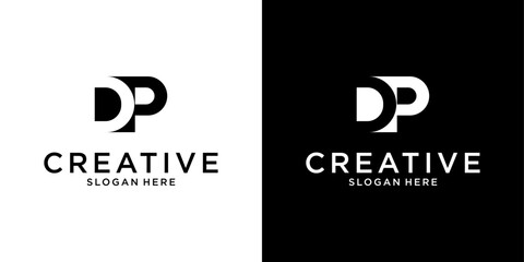 DP or PD initial letter logo design vector