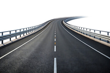 Curving highway road isolated on transparent background