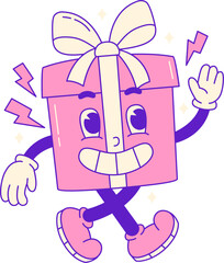 Flat Fun Groovy Cute Birthday Illustration. Party Icon Concept Isolated