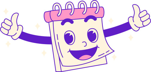 Birthday Groovy Flat Cute Fun Illustration. Party Icon Concept Isolated