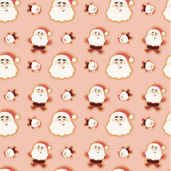 Pink Tones Cute Santa Claus Pattern Seamless Digital Background

