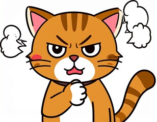 Cat being grumpy, illustration on transparent background