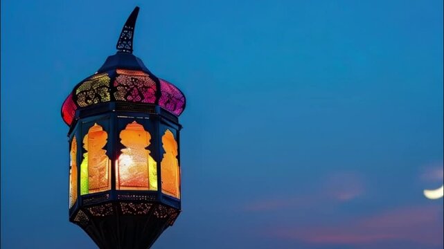 Beautiful greeting card with holiday composition for celebrate Ramadan