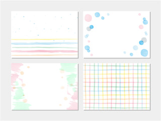 Fototapeta premium カラフルでかわいい手描きの水彩風フレームのセット