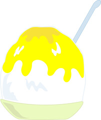 レモン味のかき氷のイラスト