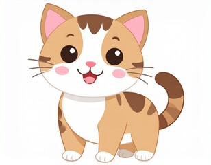 Fototapeta premium Cute funny smiling kitten, illustration on transparent background