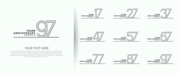 logo anniversary set. grey color with long line on white background for special event