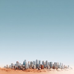 Obraz premium Urban skyline sunrise reflection cityscape aerial view tranquil environment modern concept