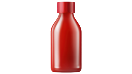 Red squeeze bottle with cap perfect for dispensing sauces and condiments isolated on white background