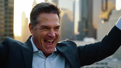 happy business man, businessman and happy accountant in office or employee on audit with pride, Successful happy businessman manager, professional executive or male entrepreneur - Powered by Adobe