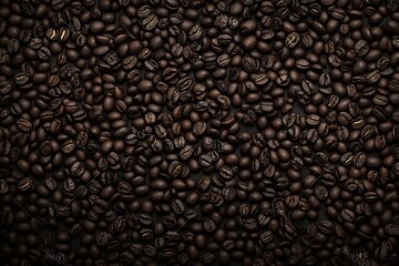 Dark Roasted Coffee Beans Background, Rich Aroma and Flavor Texture