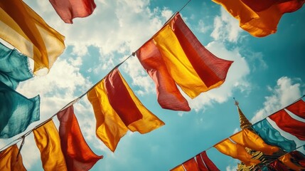 Colorful Flags Against Sky