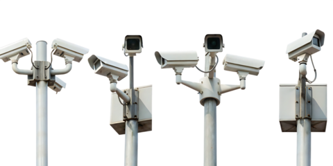   collection set of cctv cameras isolated on white background PNG