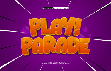 play parade editable text effect with a play and kids text effect