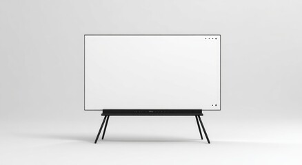 Sleek, freestanding interactive whiteboard with a minimalist black stand against a white backdrop
