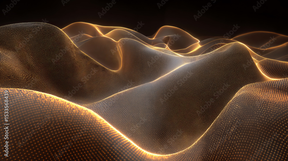 Poster abstract gradient particle waves seamlessly flowing with soft purple light and bokeh. orange and blu