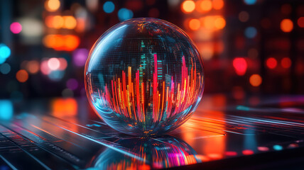 Glowing Business Data Sphere Representing Futuristic Illustration And Leadership Concept
