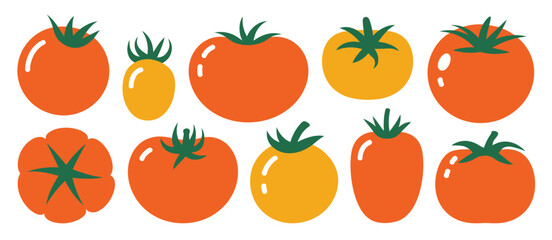 Collection of Colorful Cartoon Tomatoes Illustration