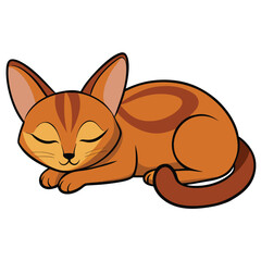 Obraz premium Abyssinian cat with ruddy ticked coat sleeping lightly, a sleek domestic feline, peaceful rest, white background.