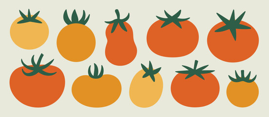 Collection of Illustrated Tomatoes in Warm Tones