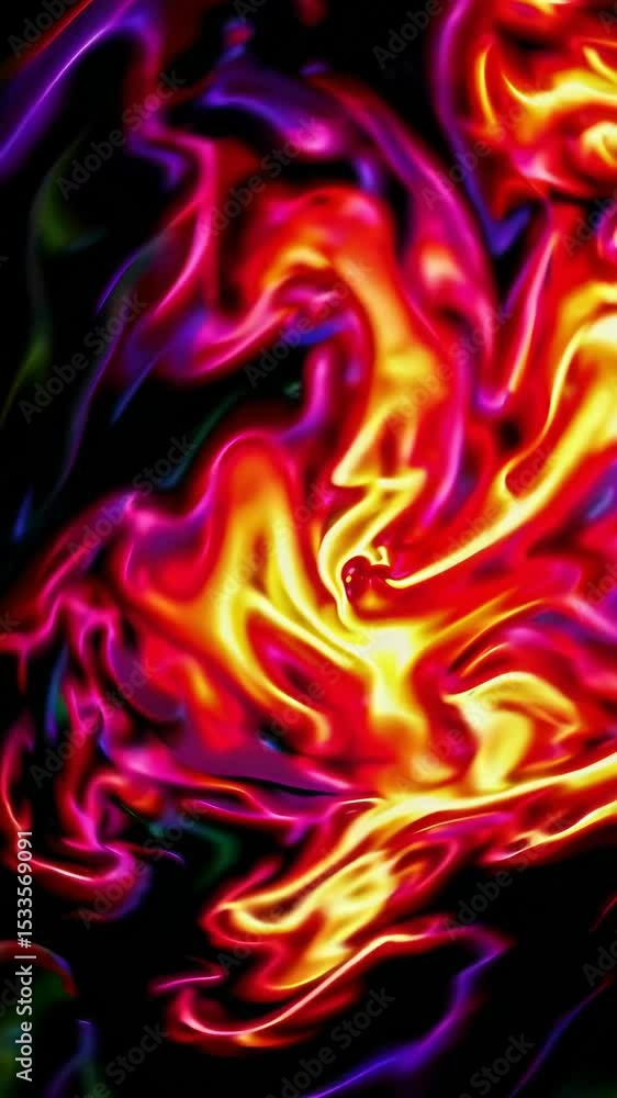 Poster vibrant swirling flames with dynamic colorful patterns