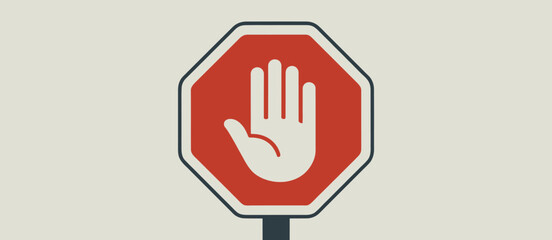 Stop Sign with Hand Graphic for Prohibition and Restriction