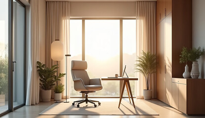 Modern Hotel Room with Bright Balcony View